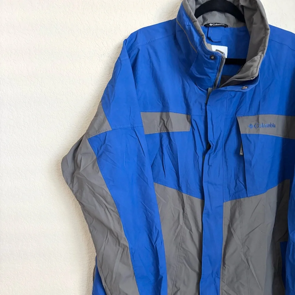 Columbia Men’s XL Waterproof Rain Jacket Blue Gray Outdoor Shell - Picture 2 of 16